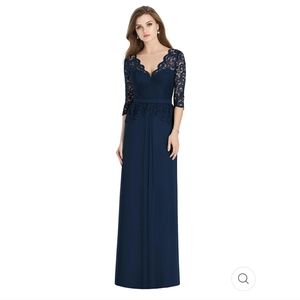 Jenny Packham Long-Sleeve Illusion Back Dress In Midnight Style JP1011 Size 4